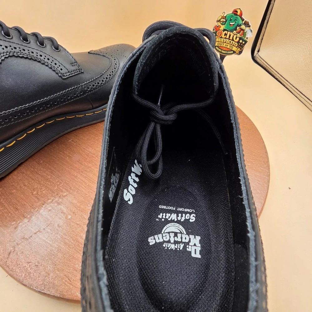 Dr. Martens Gabe Wingtip Brogue Black Leather Shoes SoftWair Mens 14 AW004
